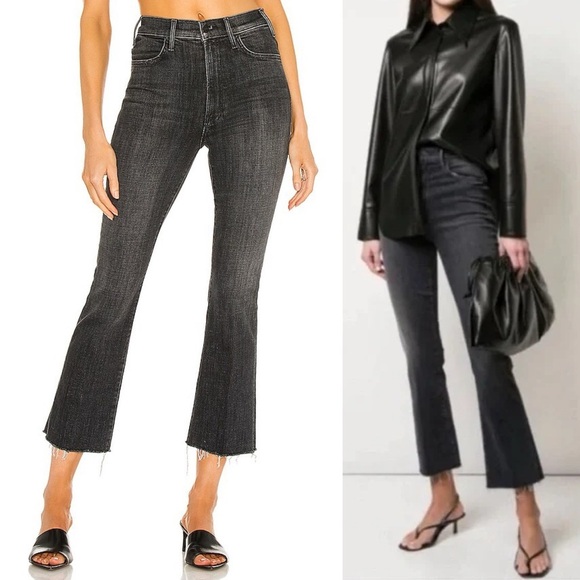 MOTHER- The Hustler Ankle Fray Jeans Black Gray Sharing Secrets Size 26 - Picture 1 of 9